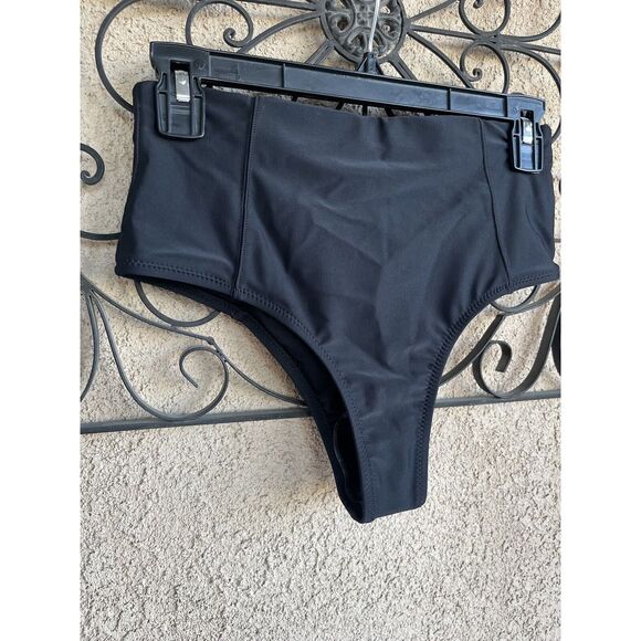 Volcom Simply Solid Retro High Thigh Cut Bikini Bottom - Size M - Black - Picture 2 of 8